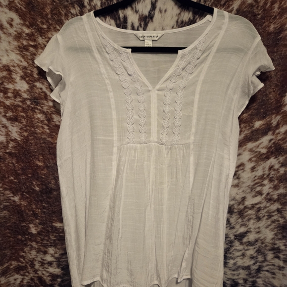 Counterparts White Lace Detail Blouse - Picture 1 of 2